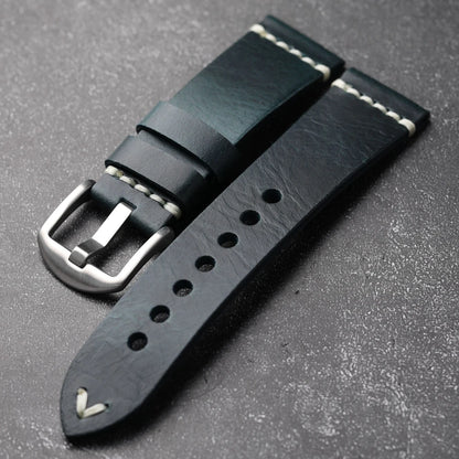 Handmade Vintage Calfskin Watch Strap for Men, Brown and Blue Strap, Soft Strap, Oil-Resistant, 18mm, 19mm, 20mm, 21mm, 22mm, 24mm