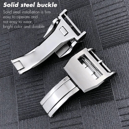 Thick folding clasp for Schaffhausen watches, stainless steel, large IWC Pilot clasp, watch accessories, 18mm