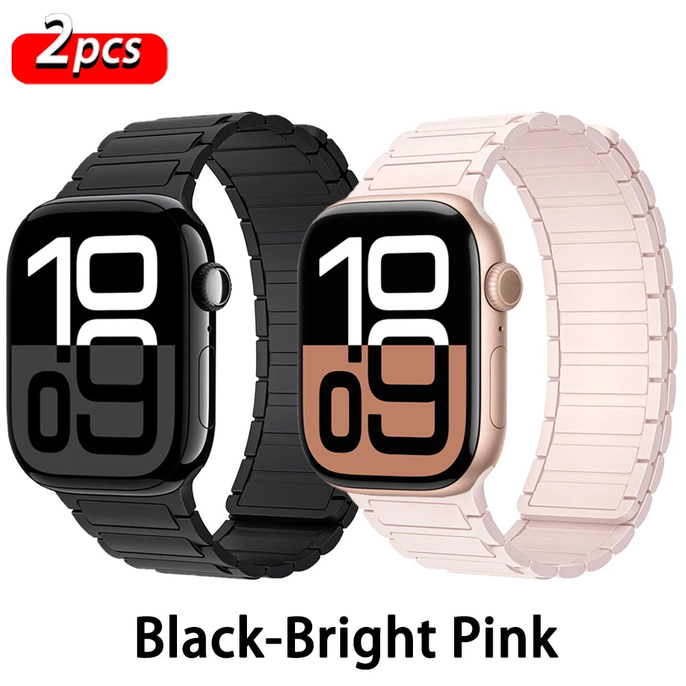 Correa con hebilla magnética para relojes Apple de 46 mm, 44 mm, 40 mm, 45 mm, 41 mm, 42 mm, correa de silicona para iWatch serie 11, 10, 9, 8, 7, 6, SE, Ultra 3