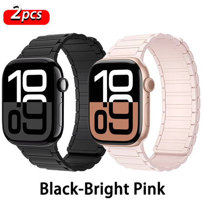 Correa con hebilla magnética para relojes Apple de 46 mm, 44 mm, 40 mm, 45 mm, 41 mm, 42 mm, correa de silicona para iWatch serie 11, 10, 9, 8, 7, 6, SE, Ultra 3