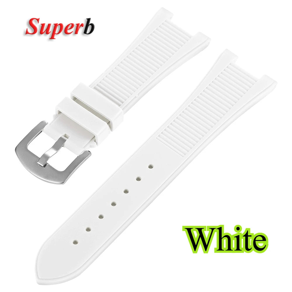 25x13mm Waterproof Silicone Strap for Patek Philippe Nautilus Series 5711 5726 5712, Rubber Watch Band, Concave Interface