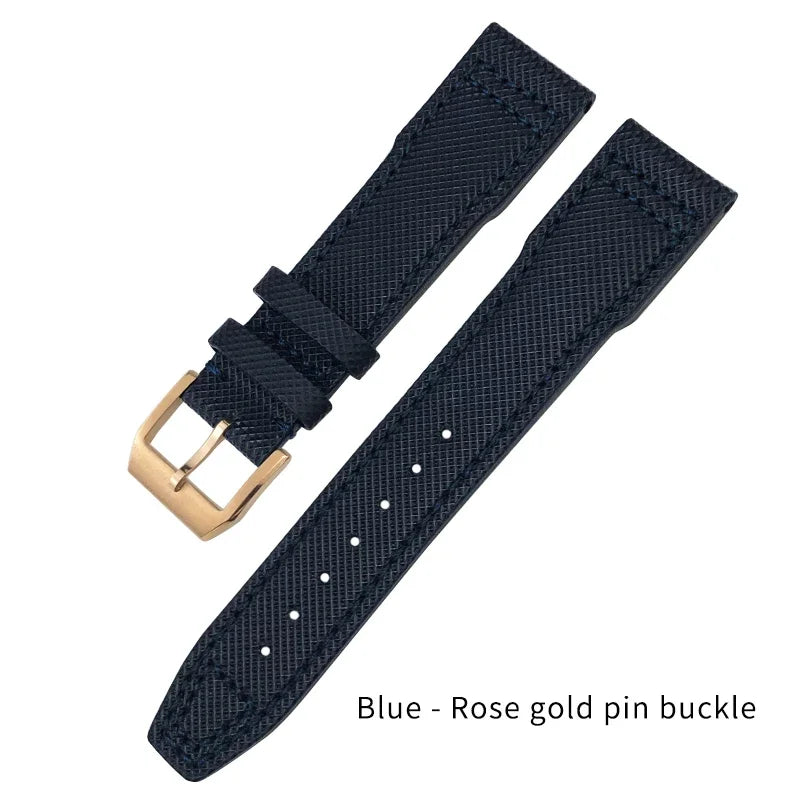 Bracelet de montre en Nylon et cuir de vache, 20mm 21mm, gaufrage en cuir véritable, vert et bleu, remplacement pour accessoires de la série pilote IWC