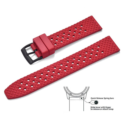 Bracelets de montre en caoutchouc FKM tropical premium 20 mm 22 mm à dégagement rapide, motif nid d'abeille, respirants et poreux pour Seiko SRP775