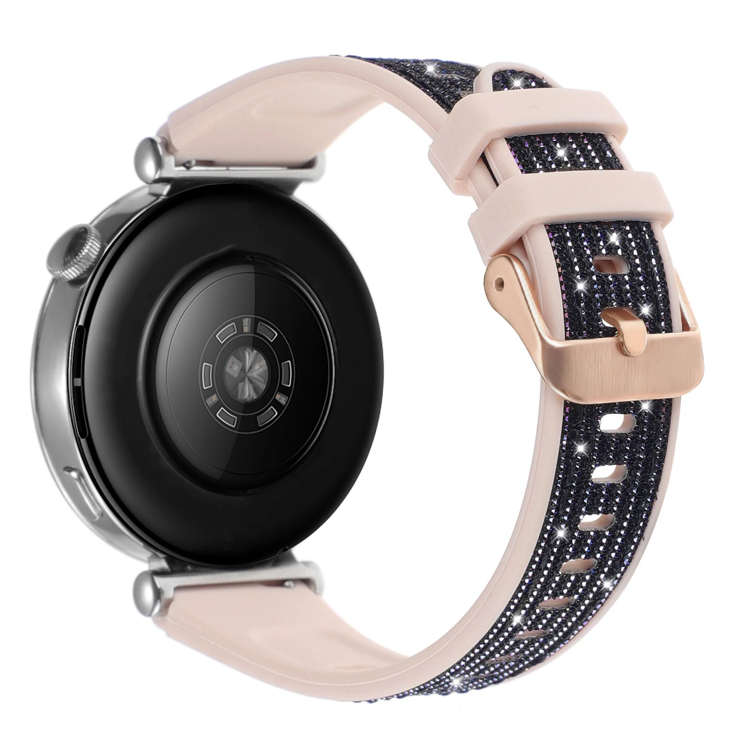 Cinturino in silicone glitterato da 18mm per Huawei Watch GT6/5/4, compatibile con 41mm, cinturino casual da donna, delicato sulla pelle, comodo e traspirante