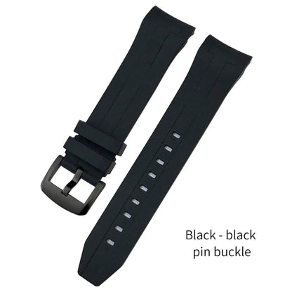 Curved End Rubber Watch Strap, 21mm 22mm, for Tissot T120 Seastar T120407A T120417A, Black Orange Silicone Watch Band