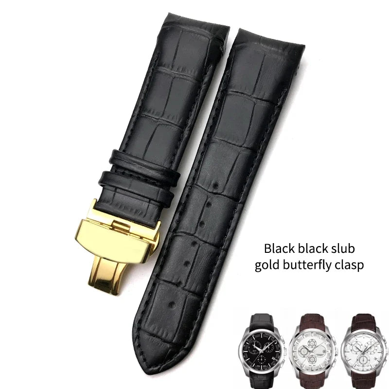 Cinturino per orologio in vera pelle 22mm 23mm 24mm adatto per Tissot T 035617 T035 cinturino in pelle di vacchetta nera fibbia deployante uomo