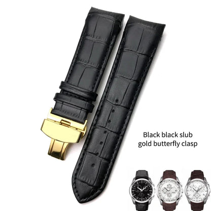 Cinturino per orologio in vera pelle 22mm 23mm 24mm adatto per Tissot T 035617 T035 cinturino in pelle di vacchetta nera fibbia deployante uomo