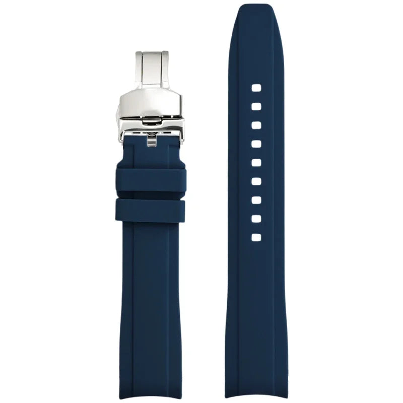 High Resistance Silicone Bracelet for Men and Women, 18/19/20/21/22mm, Universal Curved End, Butterfly Buckle, Watch Strap for Tissot 1853