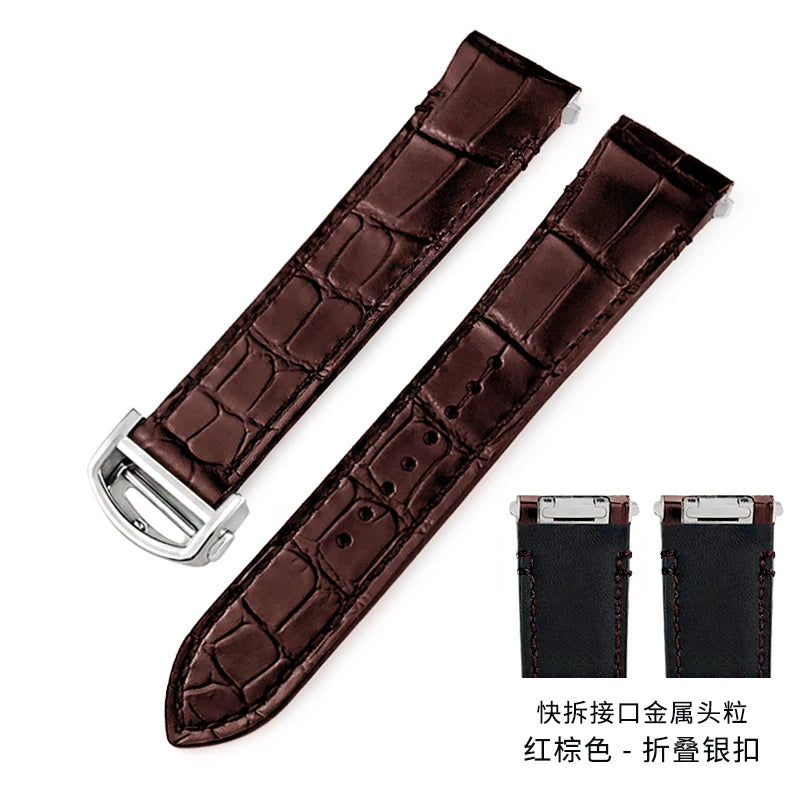 Bracelet en cuir de vache pour montre Cartier Santos WSSA0009 WSSA0018, vert, marron, noir, 21mm, bracelet de montre en cuir à dégagement rapide pour hommes
