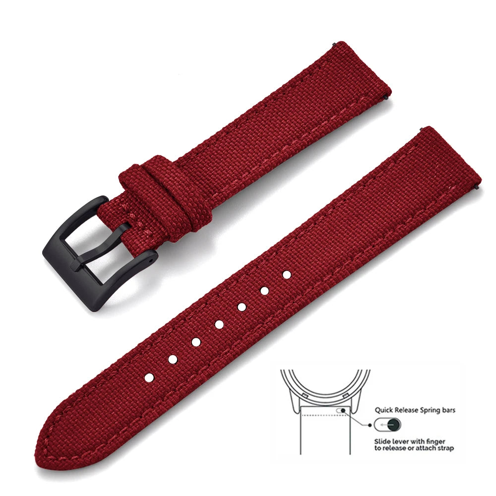 Bracelets en toile et Nylon en cuir, 18mm, 20mm, 22mm, à dégagement rapide, en tissu Vintage, pour montres Huawei Samsung