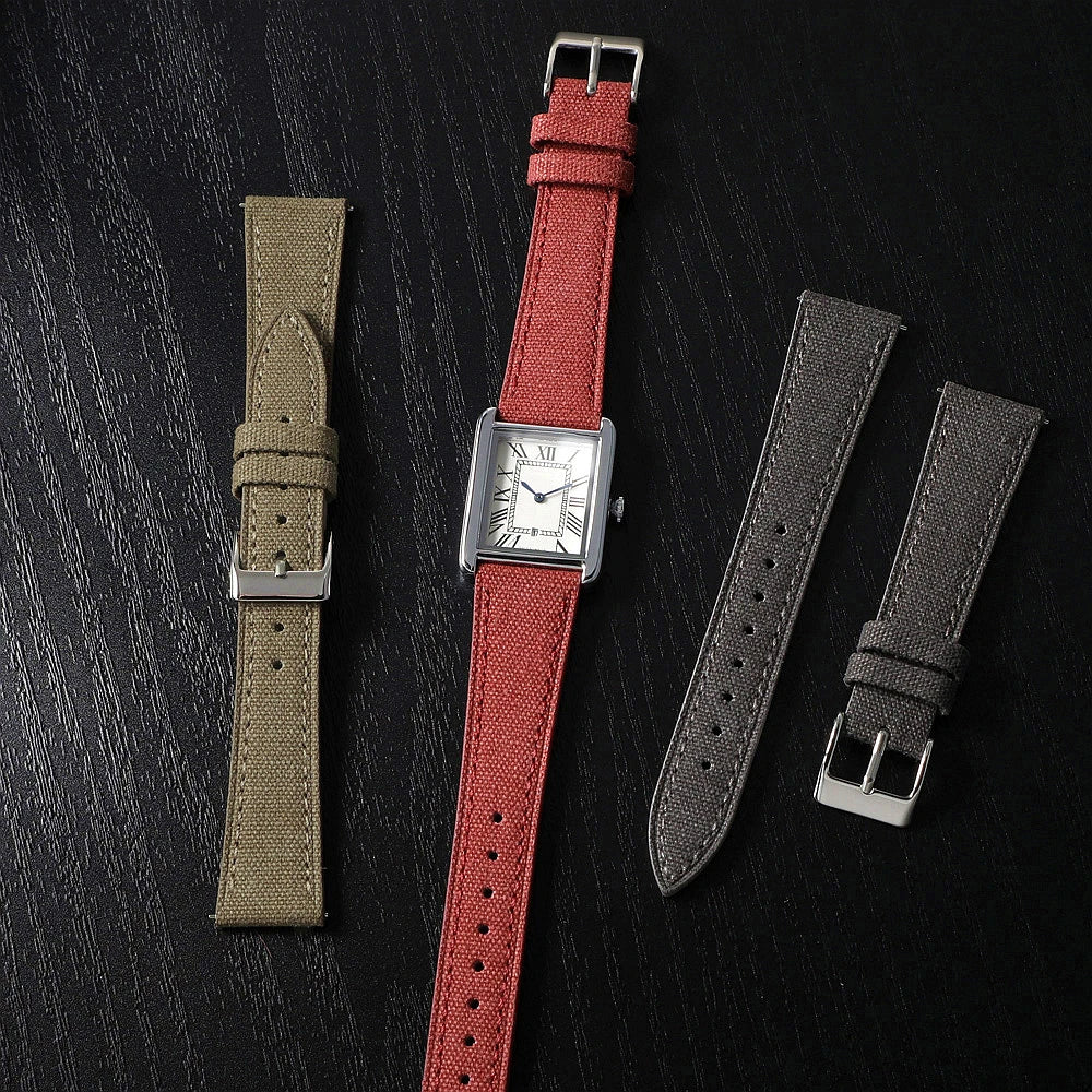 Cinturino per orologio in tessuto vintage 20mm 22mm, cinturino in tela retrò in pelle a sgancio rapido per uomo