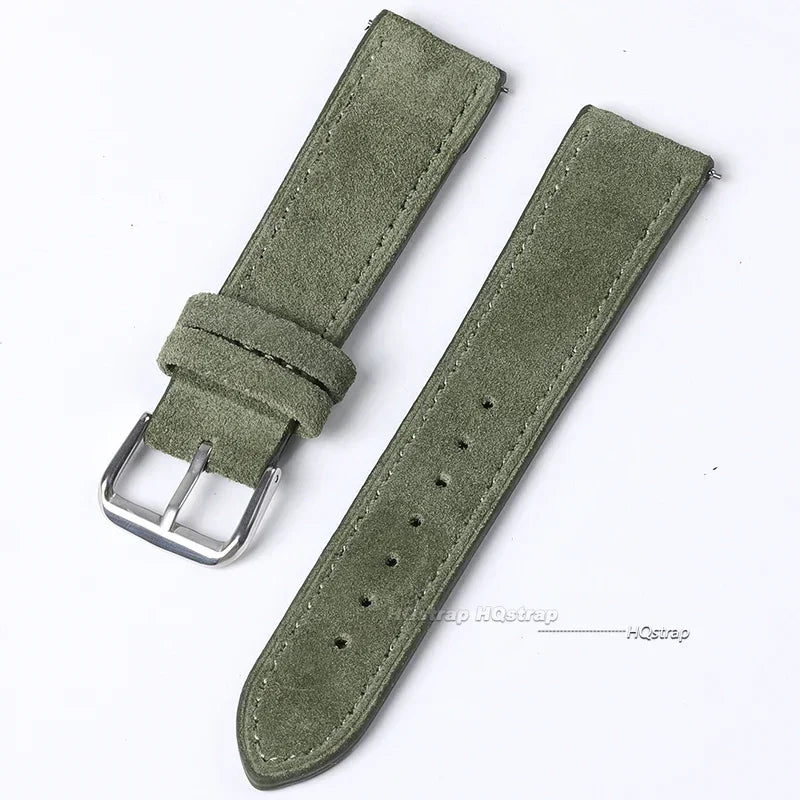 Bracelet de montre en cuir véritable suédé pour Seiko, Vintage, couture faite à la main, pour Rolex 18mm 19mm 20mm 22mm 24mm