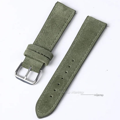 Bracelet de montre en cuir véritable suédé pour Seiko, Vintage, couture faite à la main, pour Rolex 18mm 19mm 20mm 22mm 24mm