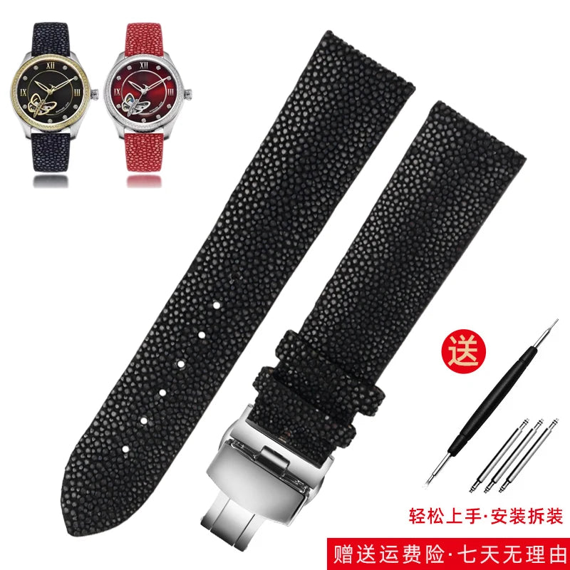 Bracelet de montre en peau de poisson perle pour Huawei TISSOT Omega Mido Tudor bracelet de montre en cuir Manta Ray pour hommes et femmes 20mm 22mm