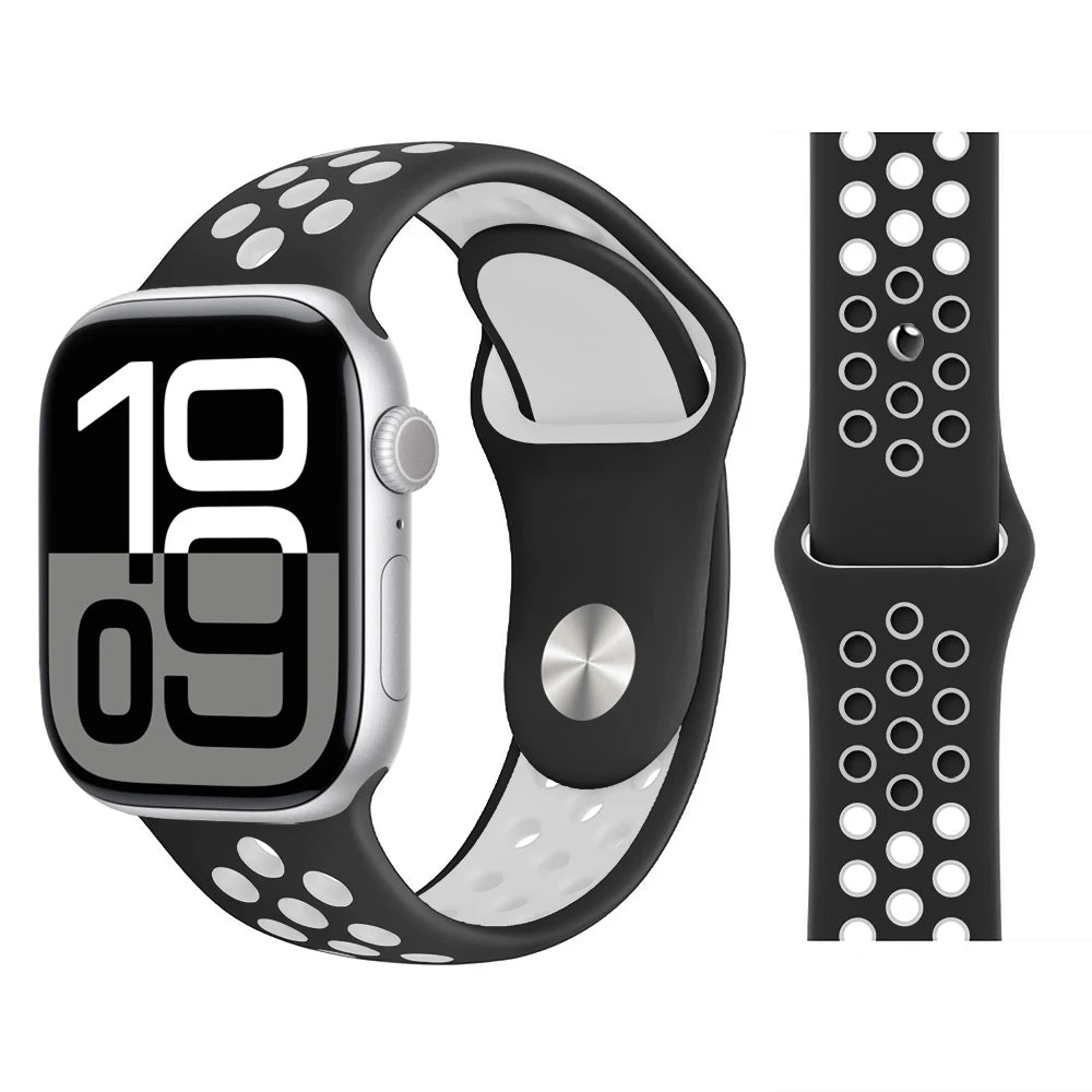 Bracelet en Silicone pour bracelets de montre Apple 46mm 44mm 45mm 40mm 41mm 42mm, Bracelet de Sport Correa iWatch série 11 10 9 SE 8 7 6 5