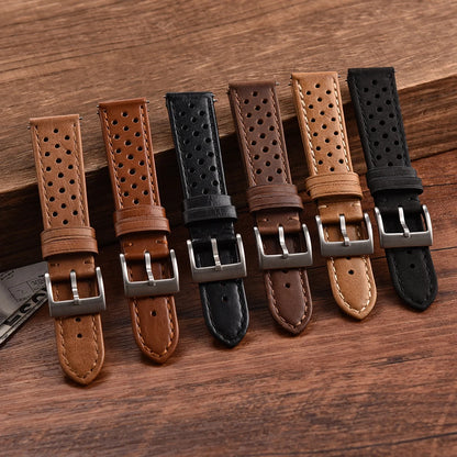 Bracelet en cuir respirant hommes femmes universel en peau de vache Bracelet de montre affaires Bracelet Sport Bracelet accessoires 18mm 20mm 22mm