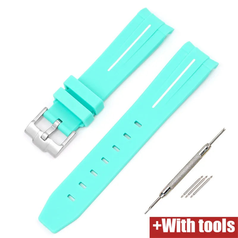 Curved End Rubber Strap for MoonSwatch, 20mm, for Men and Women, Waterproof Sport Watch Band