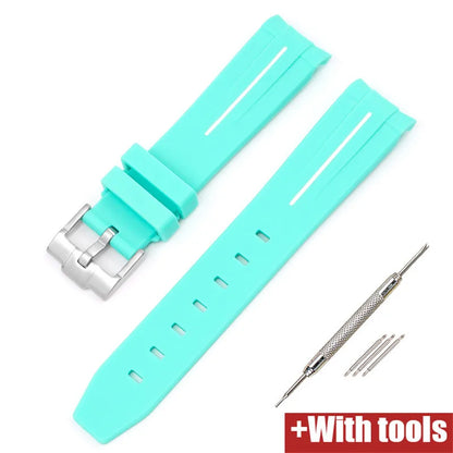 Curved End Rubber Strap for MoonSwatch, 20mm, for Men and Women, Waterproof Sport Watch Band