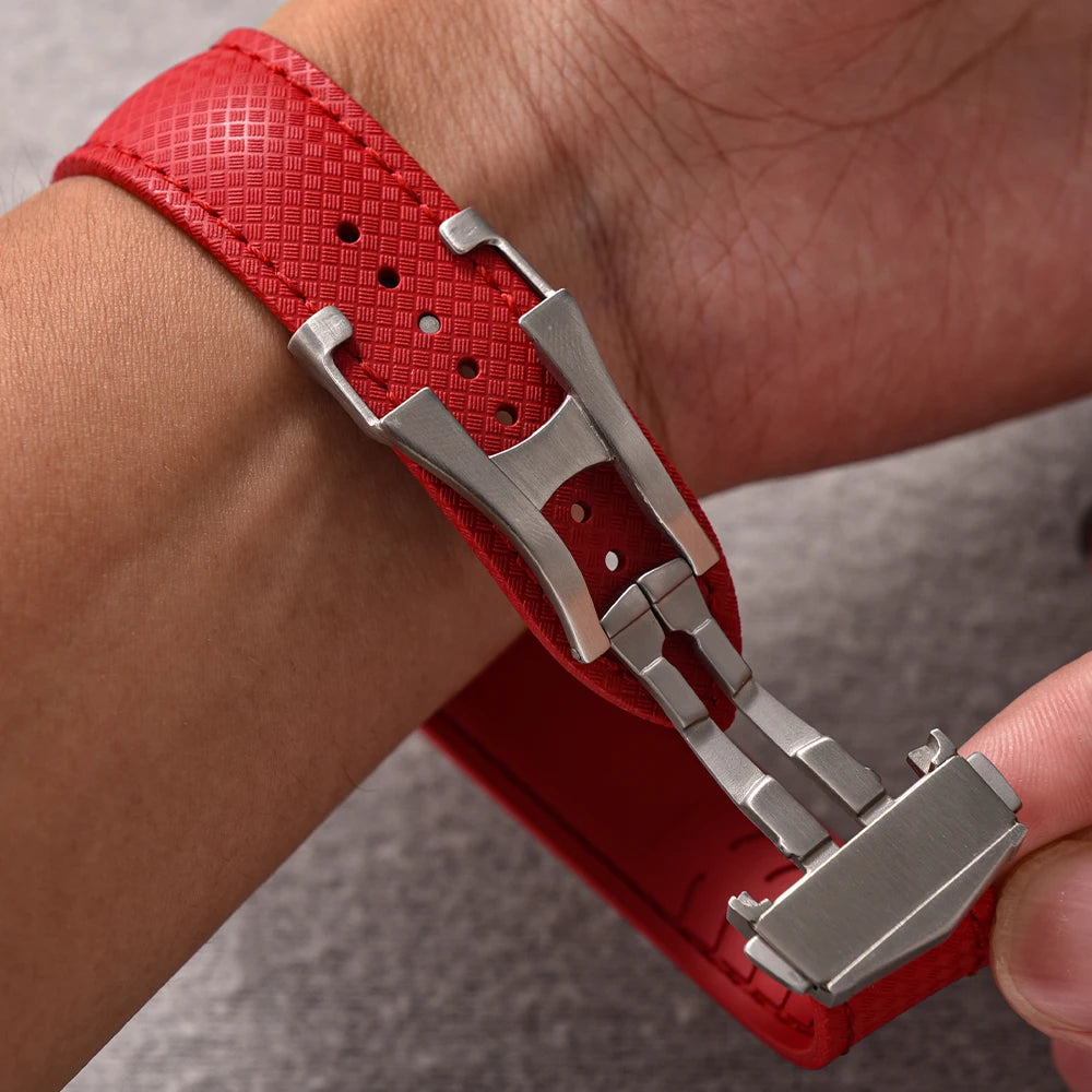 FKM Waterproof Rubber Watch Band Quick Release Deployment Clasp Straps 20mm 22mm Universal Watch Bracelet