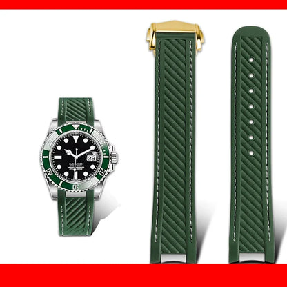 Correa de reloj de caucho y silicona, 20mm, adaptable a Omega Seamaster 300 AT150, para Rolex, negro, verde, Water Ghost, cierre desplegable