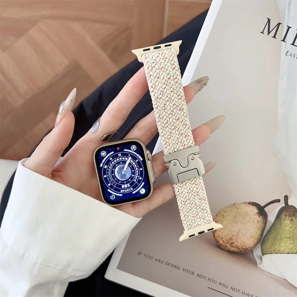 Nylon Solo Loop Bracelet for Apple Watch 46mm 44mm 45mm 42mm 40mm 38mm 41mm Ultra2 49mm iWatch Series 10 9 SE 8 7 6 5 4