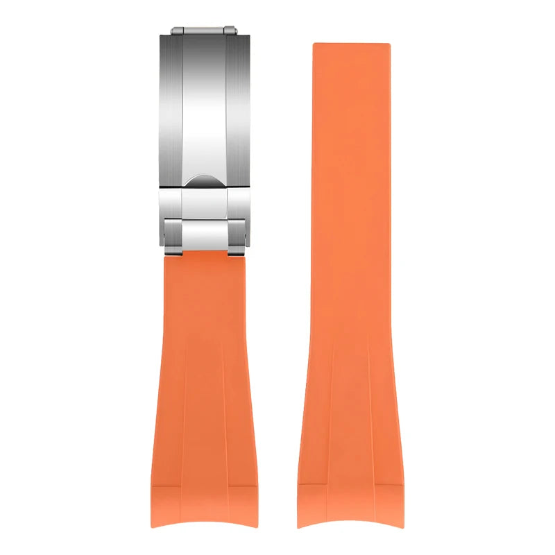 FKM – Bracelet de montre en caoutchouc, extrémités incurvées de 20mm, résistant à la sueur, pour Rolex Submariner Style et Omega x Swatch