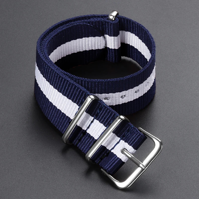 Cinturino per orologio in nylon intrecciato passante singolo da 14 mm, 16 mm, 18 mm, 20 mm, 22 mm, in tela, per uomo e donna, stile militare e sportivo