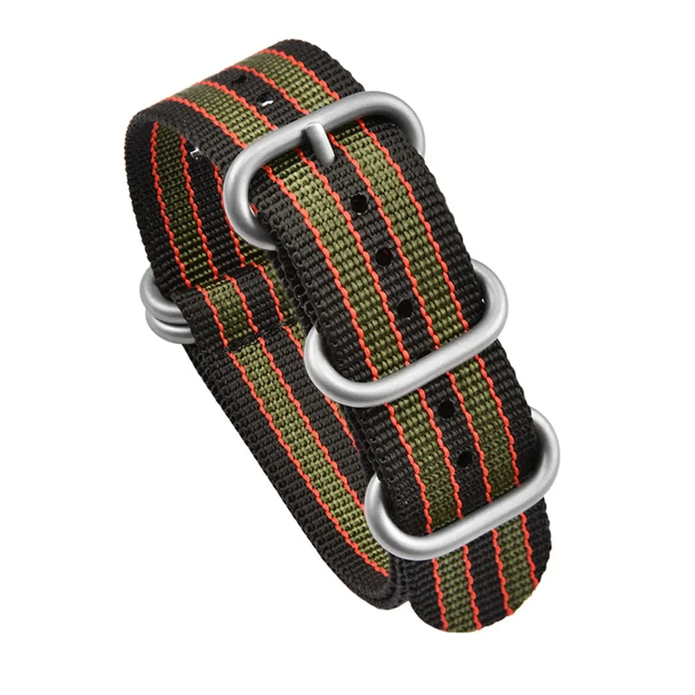 Bracelet en Nylon Noir de Haute Qualité pour Homme, Accessoire de Plongée à Rayures Militaires, pour Montre DW SeATM, 20mm 22mm