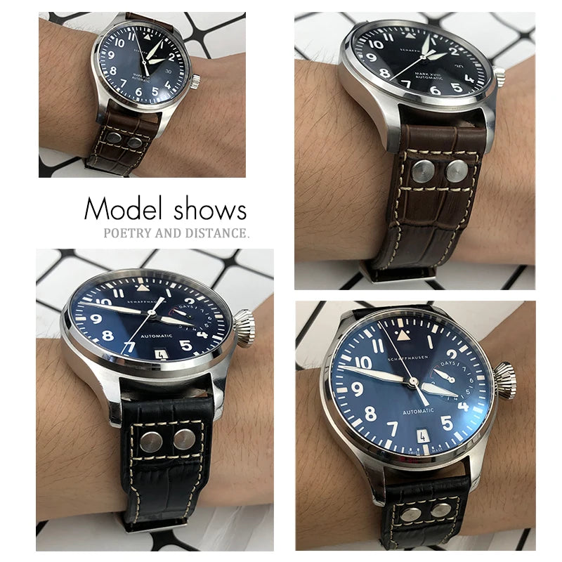 20mm 21mm 22mm Bracelet de montre pour IWC Big Pilot Spitfire TOP GUN marron noir Bracelet de montre Bracelet en cuir véritable Bracelet de montre