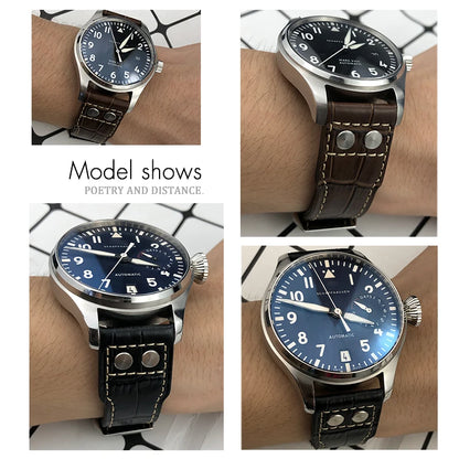 20mm 21mm 22mm Bracelet de montre pour IWC Big Pilot Spitfire TOP GUN marron noir Bracelet de montre Bracelet en cuir véritable Bracelet de montre