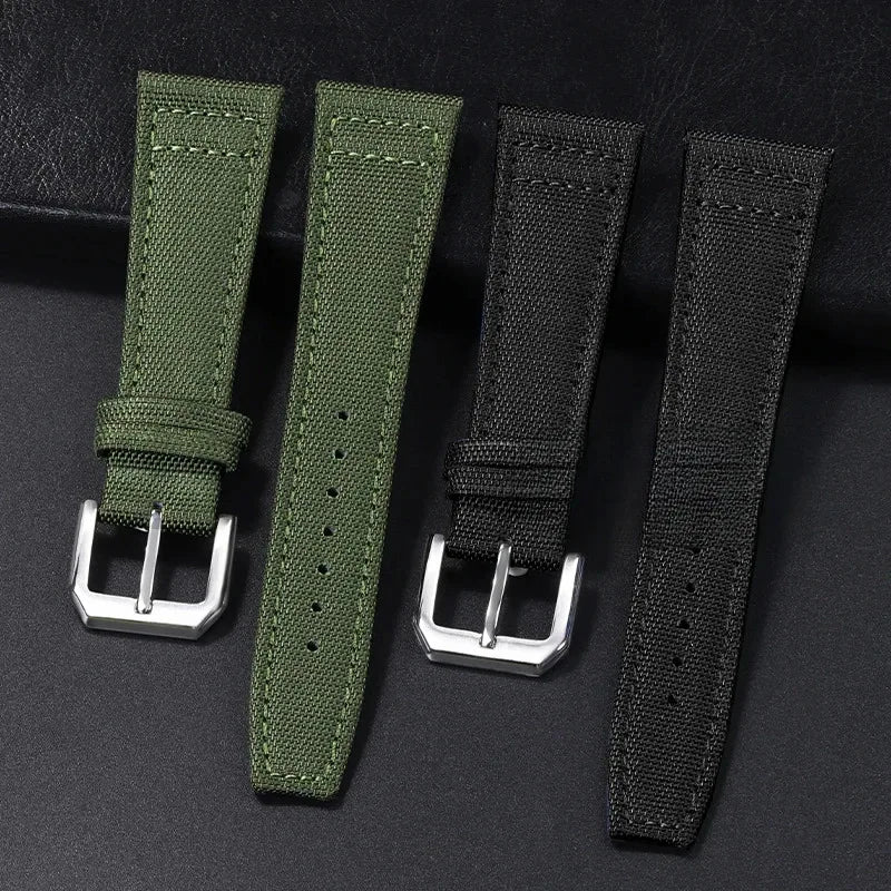Cinturino per orologio in tela di nylon, 20 mm 21 mm 22 mm, per orologio da pilota IWC Portugal PORTOFINO, cinturino in tessuto, fibbia pieghevole, cinturino in pelle bovina