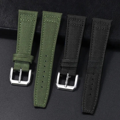 Cinturino per orologio in tela di nylon, 20 mm 21 mm 22 mm, per orologio da pilota IWC Portugal PORTOFINO, cinturino in tessuto, fibbia pieghevole, cinturino in pelle bovina