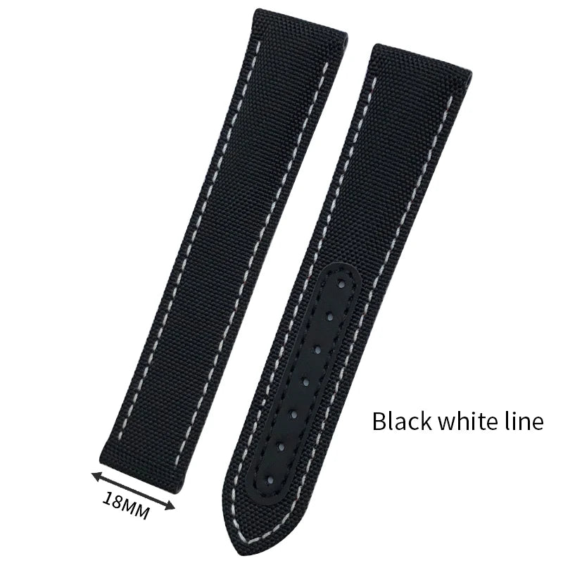 Optical-Nylon leather watch strap, for Omega Seamaster AT150 Speedmaster De Ville, high quality folding clasp, 19mm, 20mm
