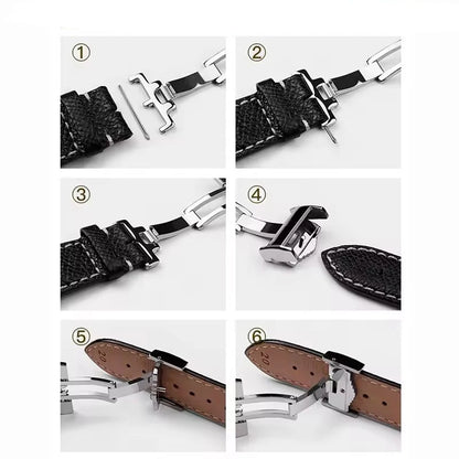 Boucle pour Longines L2 L3 L4, bracelet de montre en cuir, fermoir pliant en métal 14mm 16mm 18mm, boucle papillon déployante en acier inoxydable