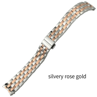 Cinturino per orologio con estremità curve in acciaio inossidabile di alta qualità, 20mm, per MIDO BARONCELLI M8600, bracciale per orologio in argento massiccio e oro rosa