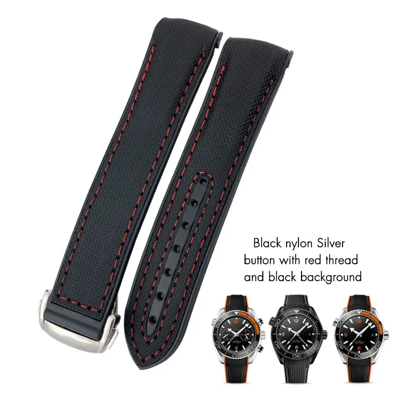 Cinturino per orologio in gomma silicone e nylon, 19mm 20mm 21mm 22mm, adatto per Longines HUAWEI GT2 Samsung MIDO Seiko SKX, cinturino per orologio sportivo