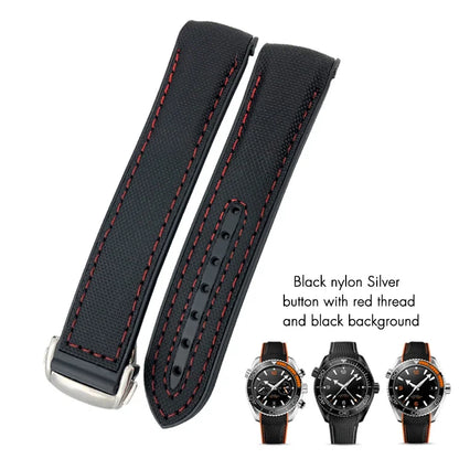 Cinturino per orologio in gomma silicone e nylon, 19mm 20mm 21mm 22mm, adatto per Longines HUAWEI GT2 Samsung MIDO Seiko SKX, cinturino per orologio sportivo