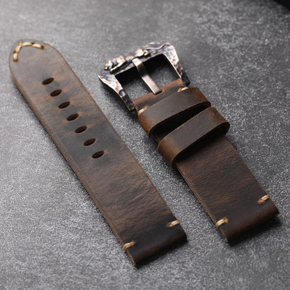 Bracelet de montre en bronze marron pour homme, couche de tête épaissie, bracelet de style rétro, cuivre pur, 20mm, 21mm, 22mm, 23mm, 24mm, 26mm