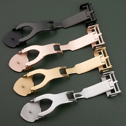 316L Stainless Steel 18mm Deployment Clasp Watch Buckle for Tudor Strap, Leather Rubber Band Replacement Silver Folding Clasp