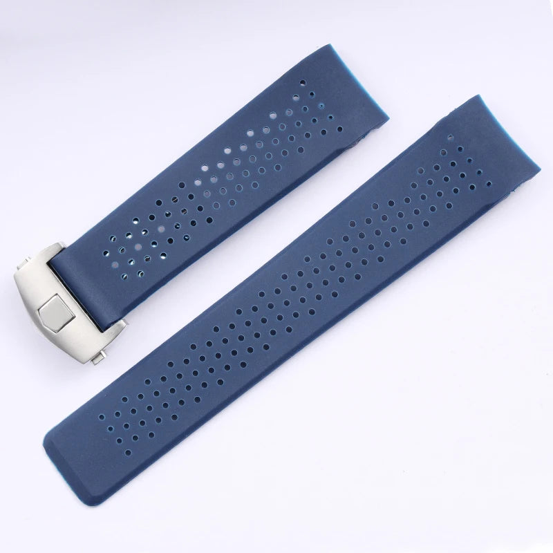 Bracelet de montre noir bleu pour TAG HEUER CARRERA AQUARACER, bracelet en Silicone souple, 22mm 24mm, bracelet de montre en caoutchouc pour hommes