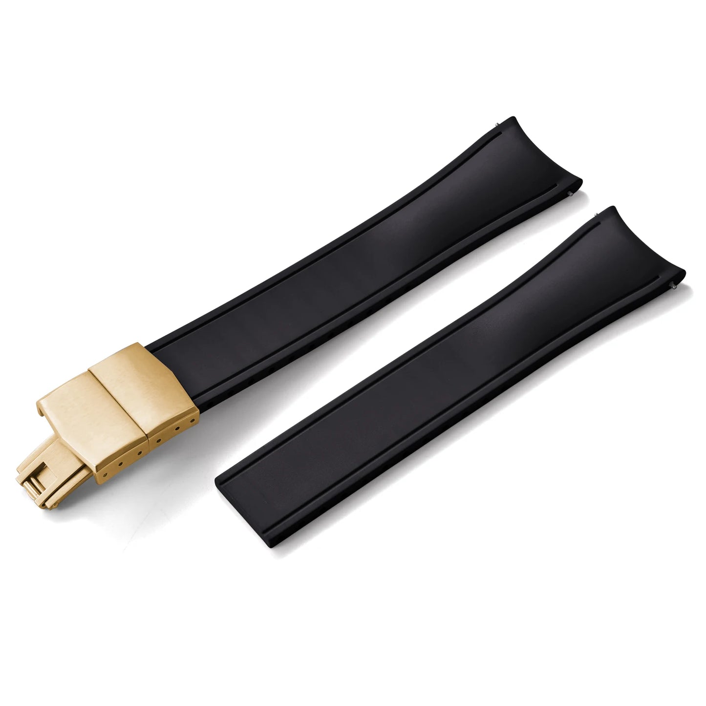 TONJETT for d-elug Curved FKM Rubber Watch Band 20mm 22mm Curved CTS Watch Strap Cut to Size Quick Release Butterfly Buckle