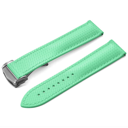 Cinturino per orologio in gomma FKM testurizzata per d-elug, fibbia deployante Premium a sgancio rapido, impermeabile, flessibile, 20mm 22mm