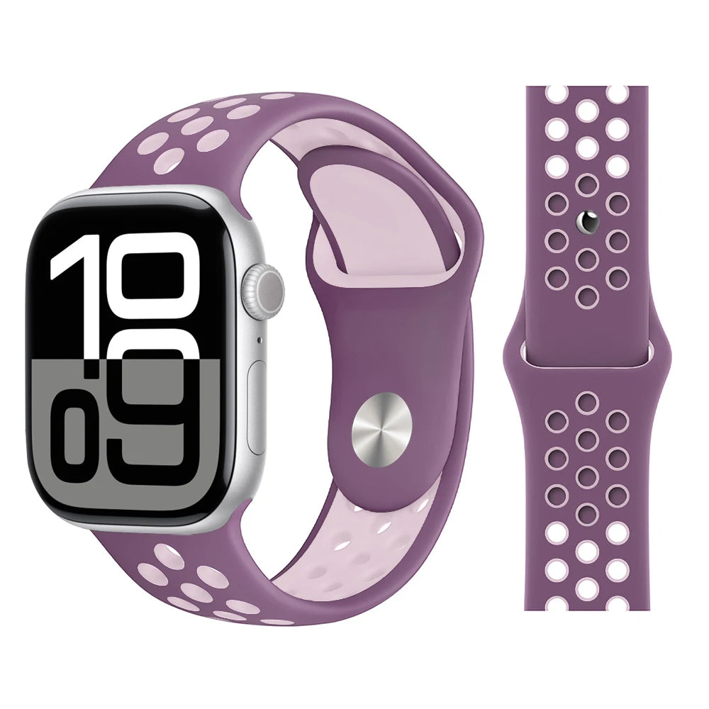 Bracelet en Silicone pour bracelets de montre Apple 46mm 44mm 45mm 40mm 41mm 42mm, Bracelet de Sport Correa iWatch série 11 10 9 SE 8 7 6 5
