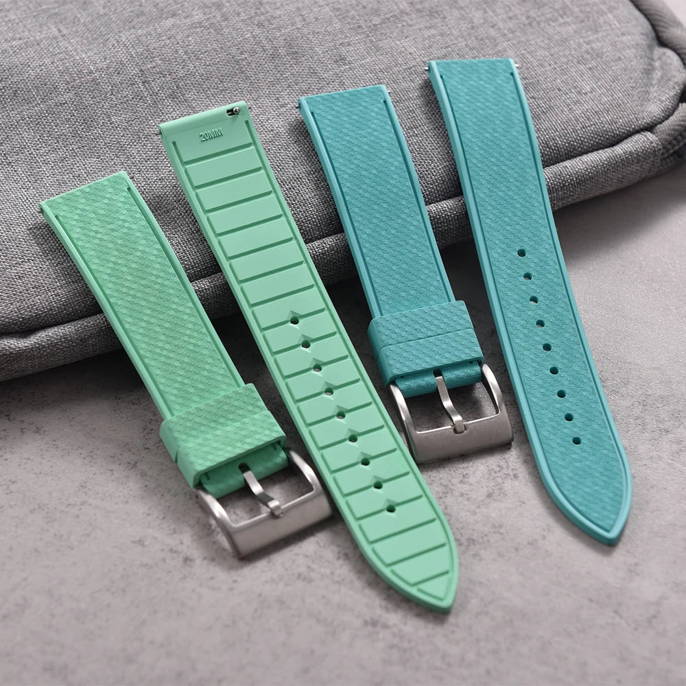 Premium FKM Rubber Watch Band 20mm 22mm Quick Release Diving Waterproof Watch Straps Soft Durable Unisex FPM Bracelets