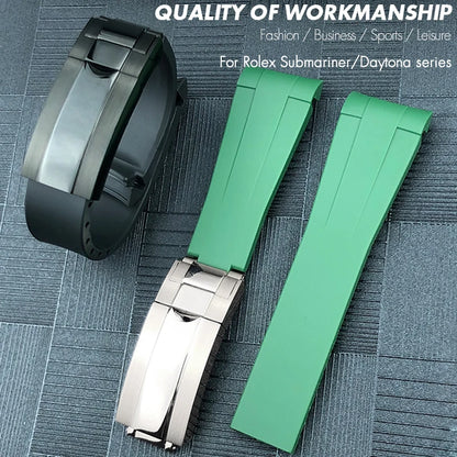 Natural Rubber Watch Strap, 18mm 19mm 20mm 21mm 22mm, Sport, Diving, Silicone, for Rolex Submariner GMT Master Explorer