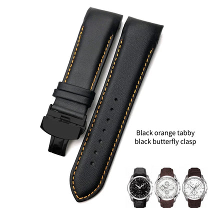 Cinturino per orologio in vera pelle 22mm 23mm 24mm adatto per Tissot T 035617 T035 cinturino in pelle di vacchetta nera fibbia deployante uomo
