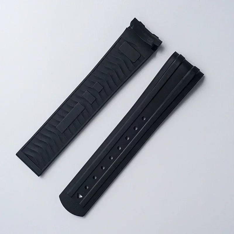 Cinturino per orologio in gomma fluorocarbonica, fibbia pieghevole da 20 mm, estremità curva per Omega X, Swatch Seamaster 300, Speedmaster, accessori FKM