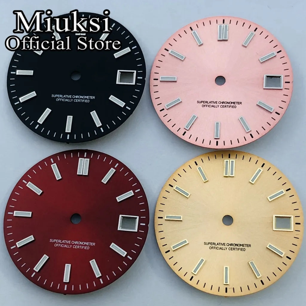 ATA UKSI-Cadran de Montre Lumineux, Noir, Rouge, Bleu, Rose, Jaune, Stérile, Adapté au Mouvement NH35, 29mm