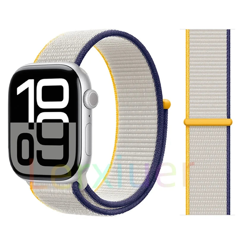 适用于 Apple Watch 46mm 44mm 45mm 40mm 41mm 42mm 的尼龙回环表带，适配 iWatch 系列 11 10 9 SE 8 7 6 5 4 Ultra 3 2 49mm