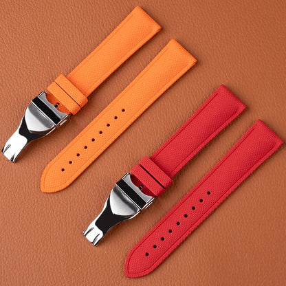 20mm 21mm 22mm Flexible Woven Fluoro Rubber Curved End Watch Band for Tudor 41mm Black Bay Panda 39mm 1958 PELAGOS